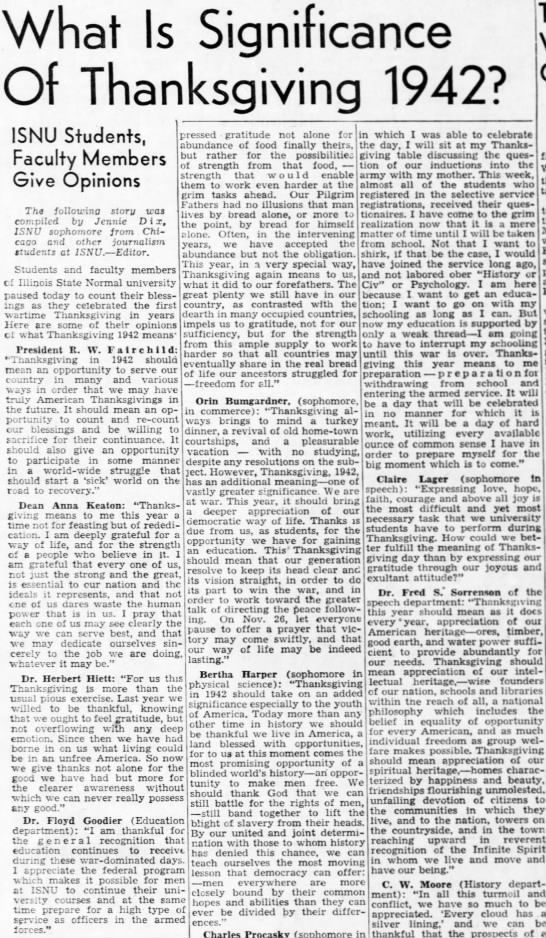 What is Significance of Thanksgiving 1942